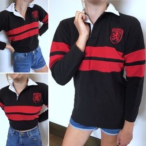 Black/Red Long Sleeve Scotland Polo - Men's S